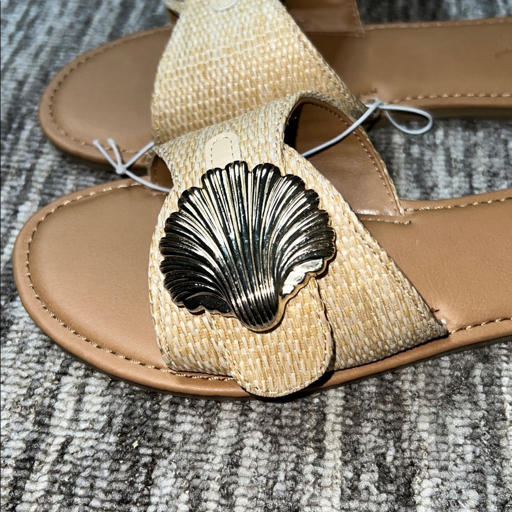 Universal Thread Women's Nesryn Raffia Shell Ornament Slide Sandal Size 6 - Picture 7 of 13